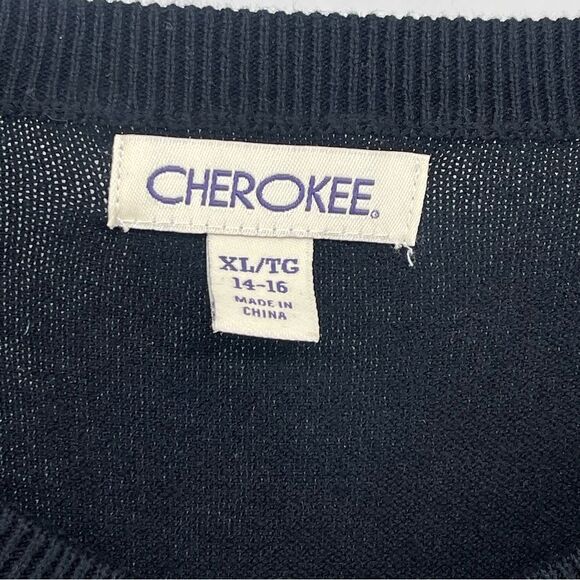 Cherokee Girl’s Black Button Front 100% Cotton Uniform Cardigan Sweater XL 14/16 - Picture 7 of 10